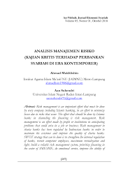 Manajemen keuangan merupakan komponen yang paling riskan bagi sebuah bisnis atau perusahaan. Pdf Analisa Manajemen Risiko Kajian Kritis Terhadab Perbankan Syariah Di Era Kontemporer