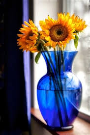 Table Decor Blue Vases From Tj S Blue Vase Sunflower Vase Vase Shapes