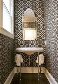 Black And White Wallpaper For Small Bathroom Love How The White Sink And White Towels Pop Off Of The Pattern Black And White Wallpaper Even Th Powder Room Small Powder Room Design Small Bathroom Design