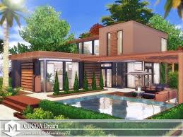 This Is A Small Modern Family House With 2 Story Living Space The Entry Walk Steps Across The Reflec Sims House Design Sims 4 House Design Sims 4 Modern House