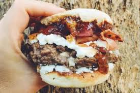 Bacon Goat Cheese Fig Jam Hamburger On A Toasted English Muffin Recipe Fig Jam Breakfast Burger Goat Cheese Burger