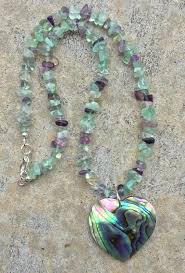 Fluorite And Abalone Green And Purple Natural Gemstone Necklace With Pendant Natural Gemstone Necklace Gemstone Beaded Necklace Jewelry Inspiration