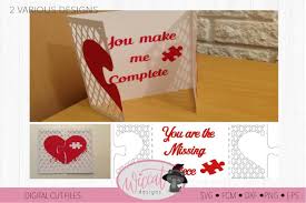 Heart with missing puzzle piece svg. Valentine Puzzle Card Svg Template Svg Heart Card Svg By Wiccatdesigns Thehungryjpeg Com