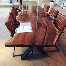 boomstamtafel gewaterd iep in epoxy thuis tafels zitkamers