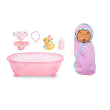 Baby born grows along with the girl, either as a baby to be cared for or as a playmate! Baby Born Surprise Bathtub Surprise Purple Swaddle With Bow Target