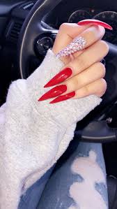 Pinterest Slimeyszn Nails Iam Beautiful Red Stiletto Nails Red Acrylic Nails Long Stiletto Nails Black and red make for the perfect manicure.