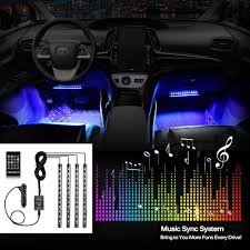 Car Led Strip Lights Expertbeam Interior Footwell Lighting Kit 8 Colors 4 Pcs 48 Led Multi Color Interior Lights Remote Control Under Dash Lighting Kit Dc 12v
