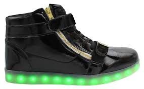 Family Smiles Led Light Up Sneakers High Top Usb Charging Lace Straps Men Women Unisex Shoes Black Walmart Com Walmart Com