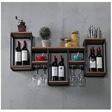 Etagere Murale A Vin En Metal Pour Bar Porte Verre A Vin En Bois Porte Gobelet Cave A Vin Murale Casier Vin Decoration Cuivre Casiers A Bouteilles Mur