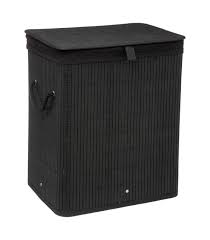 Robuste, imperméable, doux au toucher. Panier A Linge Bambou Noir Entretien Du Linge Corbeille Panier A Linge Fy Home