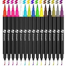 15 Pack Dual Tip Brush Marker Pens Artwerk Colored Brush Pen Non Toxic Odorless 0 4 Fineliner Fine Point Markers Set Walmart Com In 2020 Brush Markers Marker Pen Blending Markers