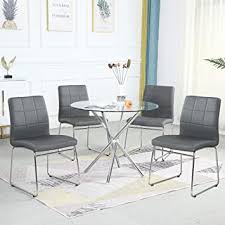 Maybe you would like to learn more about one of these? Amazon Com Dining Table Set For 4 Modern Kitchen Table And Chairs For Small Space Round Glass Dining Table Faux Leather Dining Room Chairs Set Of 5 Pieces Easy Assembly For Home Business Table 4