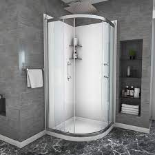 Shower enclosure walk in sliding door cubicle side panel and tray 8mm nano glass. Dimakai 36 W X 72 H Semi Frameless Round Walk In Shower Enclosure Wayfair