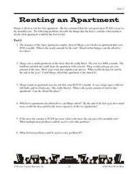 Renting An Apartment Math Word Problems 5th 6th Grade Worksheet Math Word Problems Word Problem Worksheets Word Problems
