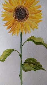 Sunflower Original Watercolor Painting Handmade Home Decor Wall Art Minimalism Yellow Flowers Minimalist Art Plants Sunflower Watercolor Painting Sunflower Painting Flower Painting