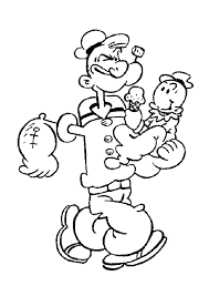 Popeye with his sun sweepea coloring pages - Hellokids.com
