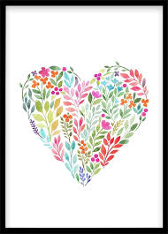 Herz Poster Pastell Pink Blumen Druckbare Kinderzimmer Dekor Baby Zimmer Wand Blumen Dekor Druckbare Heart Poster Baby Room Wall Flower Illustration