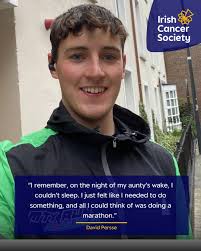 It was really sad to lose my aunty to cancer, and I just felt obliged to do  something in her memory.” David Persse, 20, from Cloughjordan, Co  Tipperary, is currently training to