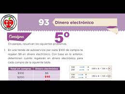 Libro de matematicas 5to grado primaria ejercicios actividad. Desafio Matematico 93 Dinero Electronico 5 De Primaria Contestado Youtube