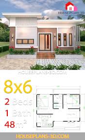 Privacy, a better night's sleep, a space all your own even when you're sharing a home; House Plans 8x6 With 2 Bedrooms Slope Roof House Plans 3d Affordable House Plans House Construction Plan Architectural House Plans