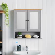 Shop wayfair for the best bamboo wall cabinet. Bathroom Mirror Cabinet Grey Bamboo Wooden Double Wall Mounted Unit Christow 5031470233105 Ebay