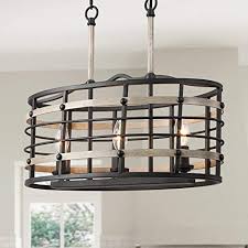 Industrial island lighting rustic kitchen island lighting chandelier. Buy Log Barn Rustic Farmhouse Chandelier 3 Lights Kitchen Island Lighting Fixture With Faux Wood Finish Industrial Rustic Oval Cage Pendant Lighting Online In Indonesia B07tcdn34w