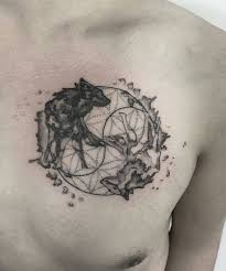 Cool yin yang wolf tattoo idea. From Christinepexin Custom Yinyang Wolf In Watercolour For Peter Art Tattoo Watercolour Ink Tattooart Apprenti Wolf Tattoos Tattoos Body Art Tattoos