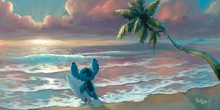 Waiting For Waves Disney S Stitch Surfing Surf Art Disney Fine Art Disney Artists