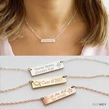 Graduation Necklace Graduation Gifts High School College Etsy Graduation Jewelry Graduation Necklace Bar Necklace