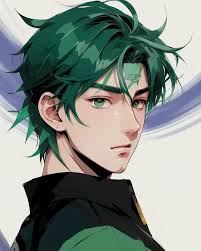 hot guy green hair eye bags, fine