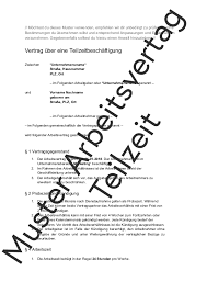 1 bgb kann ein arbeitsvertrag durch einen nachtrag oder durch eine neufassung problemlos grundsätzlich gilt: Arbeitsvertrag Fur Eine Teilzeitbeschaftigung Muster