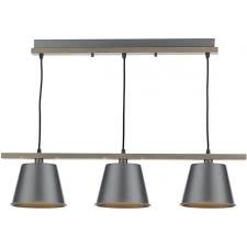 We won't be beaten on price. Bar Pendant Ceiling Light In Natural Wood With Grey Metal Shades