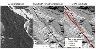 This Figure Shows How Lidar Can Help Reveal Active Faults Left A Regular Aerial Photograph Of An Area Of Trees Obs Aerial Photograph San Andreas Fault Image