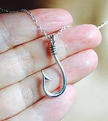 All Sterling Silver Fish Hook Necklace Charm Necklace Etsy Charm Necklace Silver Sterling Silver Charm Necklace Silver Necklace