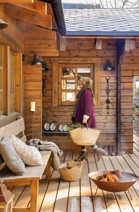 Arquitectura tradicional de una cabaña rústica, AI generated