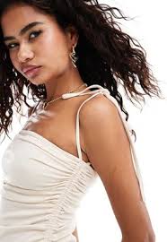 Amy Lynn Alexa shoulder tie ultra mini dress in milk