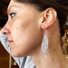 Foliage silver earrings burnished BRASS Workshop f23or73