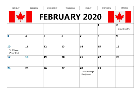 February 2020 Calendar With Canada Holidays In 2020 Federal Holiday Calendar Holiday Calendar February Holidays