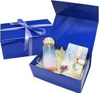 AuroWish Blue Gift Box, 2 Pack - Large 12.5 x 8.5 x 4.75 Inches,  Collapsible with Magnetic Lid & Ribbons, Ideal for Christmas, Bridesmaid  Proposal, ...