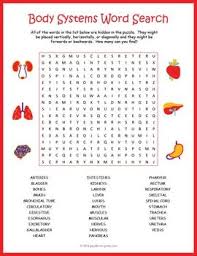 Body Systems Word Search Body Systems Worksheets Human Body Vocabulary Body Systems