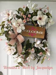 Magnolia Flower Wreath Spring Wreath Everyday Wreath And Decor Summer Wreath Magnolia Welcome Front Door Decor Wreaths Welcome Wreath Door Decorations