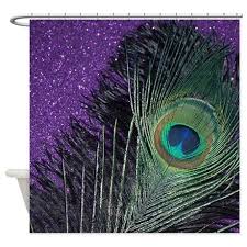 Purple And Black Peacock Shower Curtain By Christyo Peacock Shower Curtain