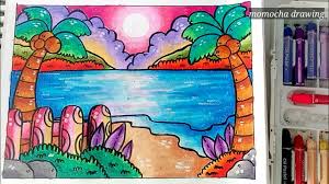 Cara menggambar pemandangan alam agar hasilnya bagus dan via masirul.com. Pemandangan Pantai Mudah Cara Menggambar Dan Mewarnai Gradasi Oil Pastel