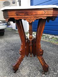 Antique Victorian Marble Top Walnut Parlor Table 30h Etsy In 2020 Parlor Table Marble Top Eastlake Furniture