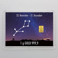 Wann haben menschen mit dem sternzeichen schütze geburtstag? Gold Geschenk 1g Goldbarren Mit Flipmotiv Sternzeichen Schutze