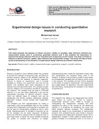 Pdf Experimental Design Issues In Conducting Quantitative Research