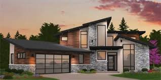 The exterior of a modern style home usually makes use of concrete another staple of the modern design is the use of glass and large windows as an exterior showcase. Modern House Plans Unique Modern Home Plans House Designs