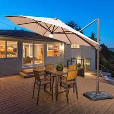 11 Feet Offset Cantilever Umbrella With Solar Lights Patio Cantilever Patio Umbrella Patio Umbrella