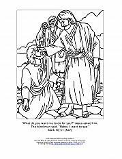 Free christian coloring pages for kids children and adults. Healing Bartimaeus Coloring Page Sermons4kids