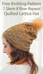 Free Hat Knitting Pattern For 1 Skein 8 Row Repeat Quilted Lattice Hat In Bulky Yarn Cable Knit Hat Pattern Hat Knitting Patterns Knitting Patterns Free Hats